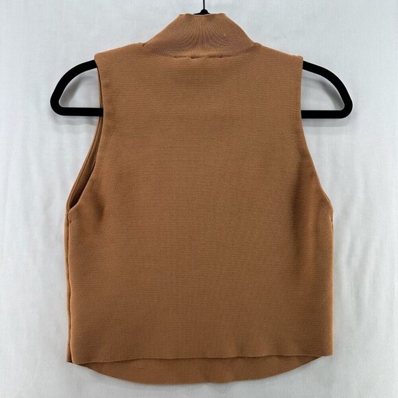 House Of Harlow 1960 Crop Top Womens L Mock Neck Sleeveless Pullover Knitted Tan - Picture 2 of 10